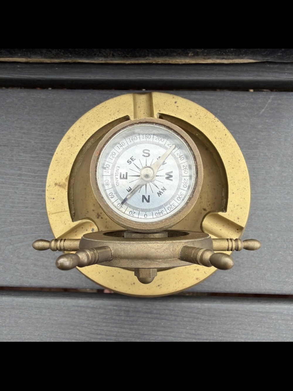 Brass Ship Wheel Ashtray - Nautical Home Accent - Picture 8 of 11
